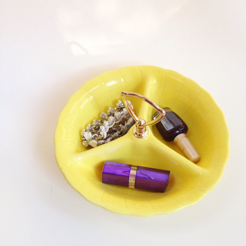 yellow jewelry dish