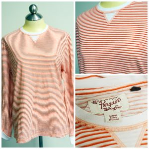 Collage of Tangerine Stripes Men's Penguin Pullover