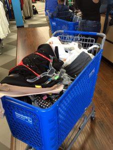 A Goodwill cart full of items purchased at the Falls Church DCGF MeetUp