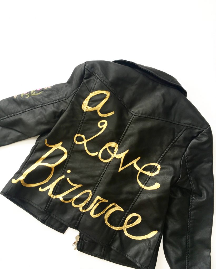 back of motorcycle jacket with quote