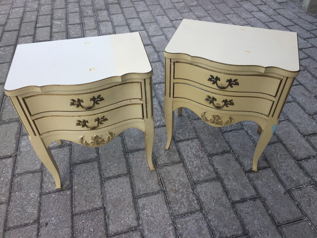 Goodwill blog side tables before outside