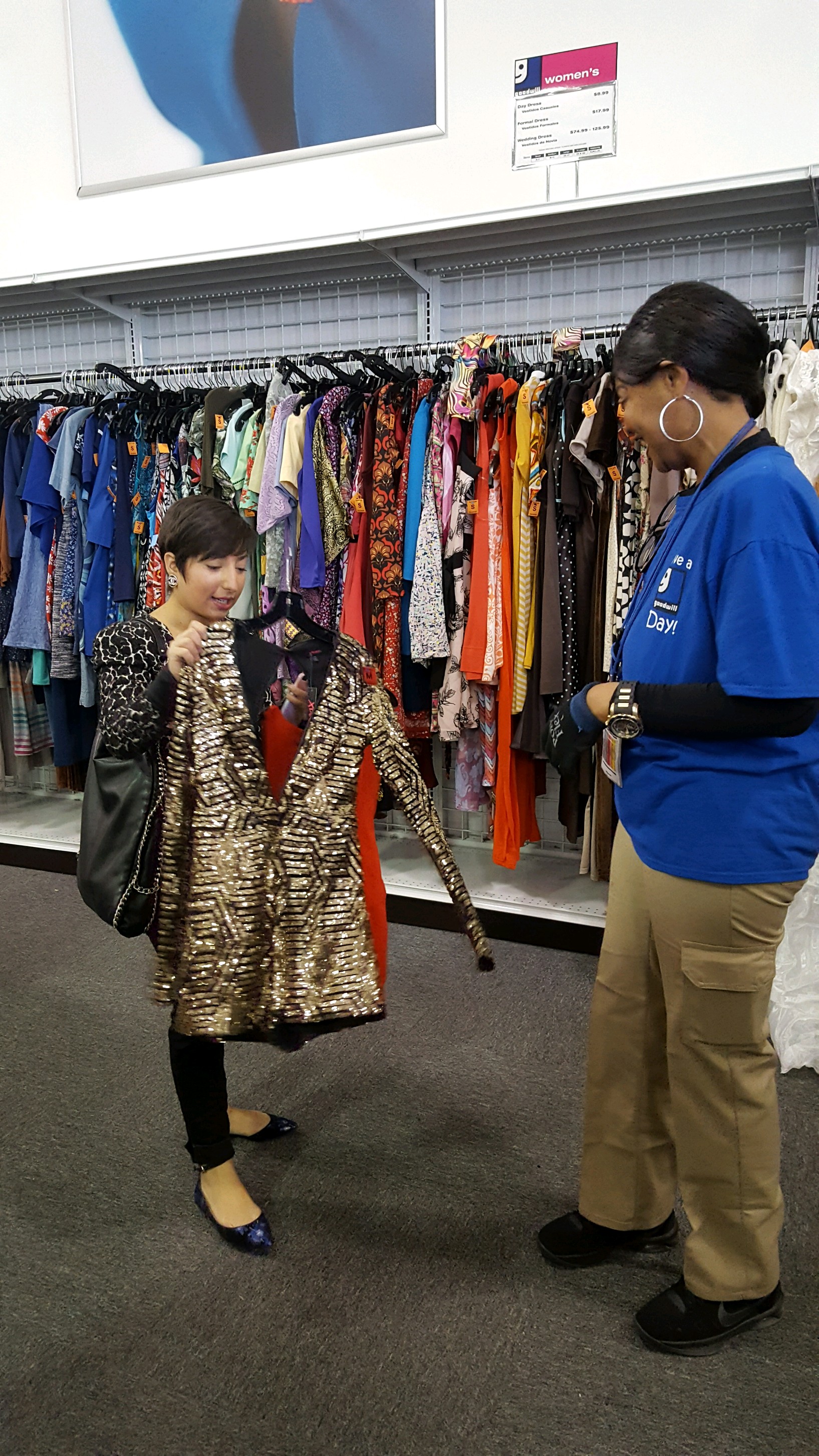 Goodwill employee picks out dress for fashionista
