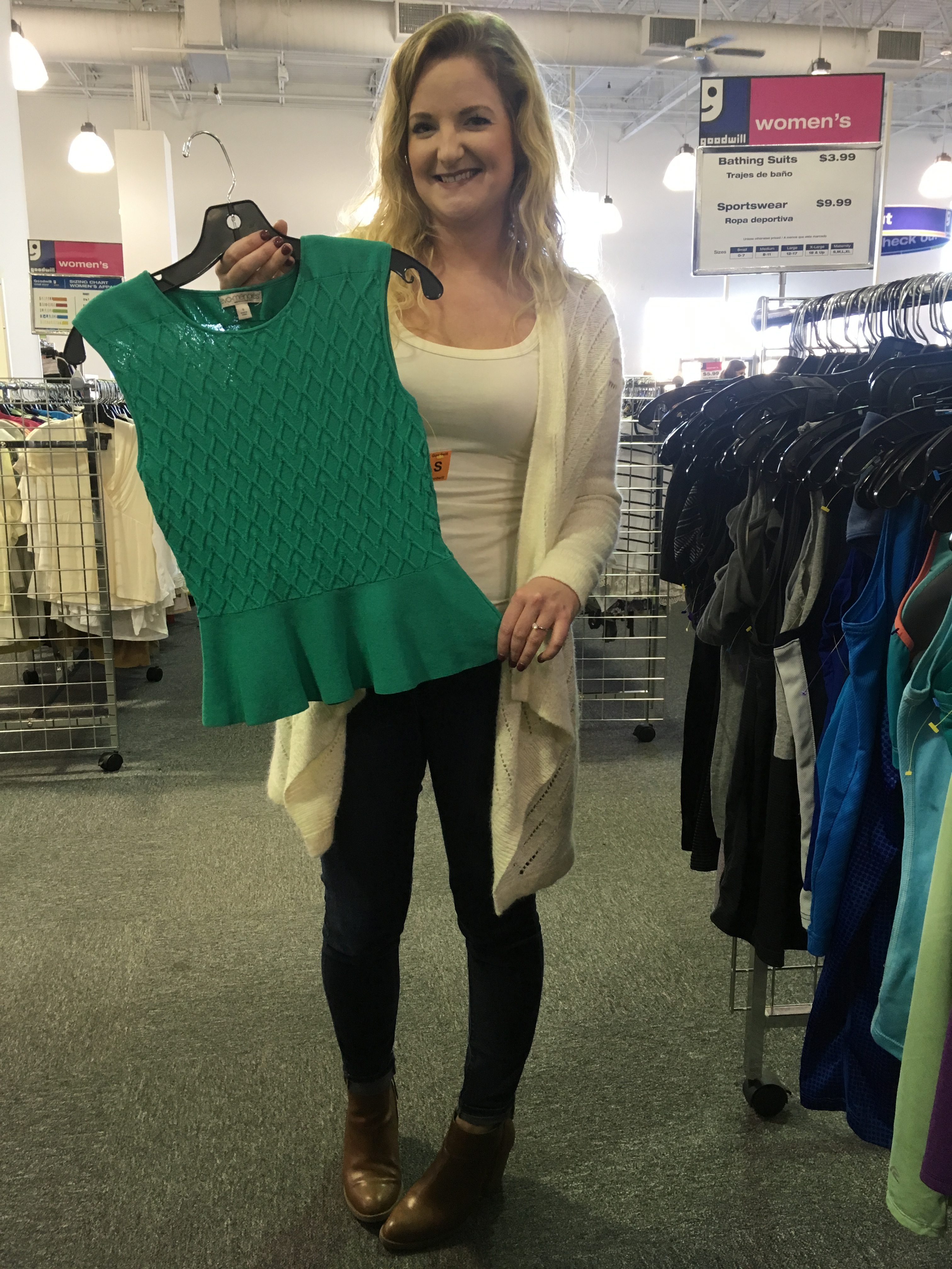 Goodwill guest blogger, Karen, picks out green top