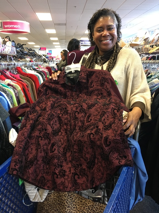 Meetup shopper posing with great find