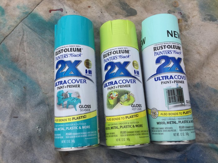 spray paint in three colors