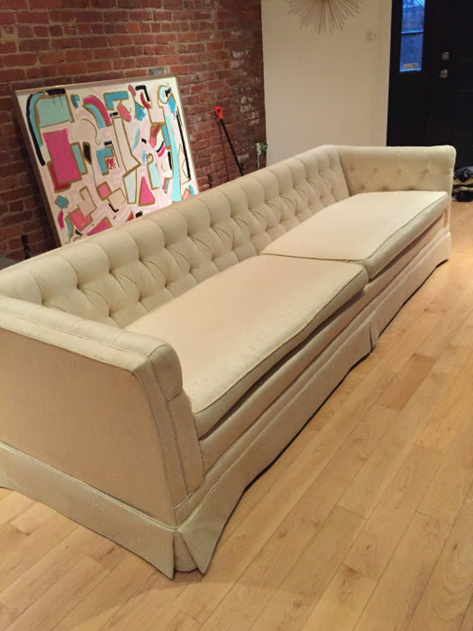 Ariel's silk tuxedo sofa