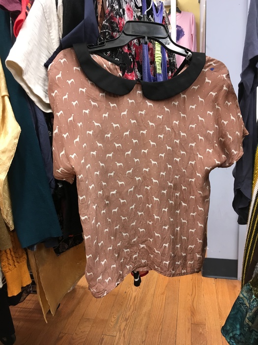 Carolyn finds this retro-inspired blouse w/ a peter pan collar at Goodwill of Somerville, MA