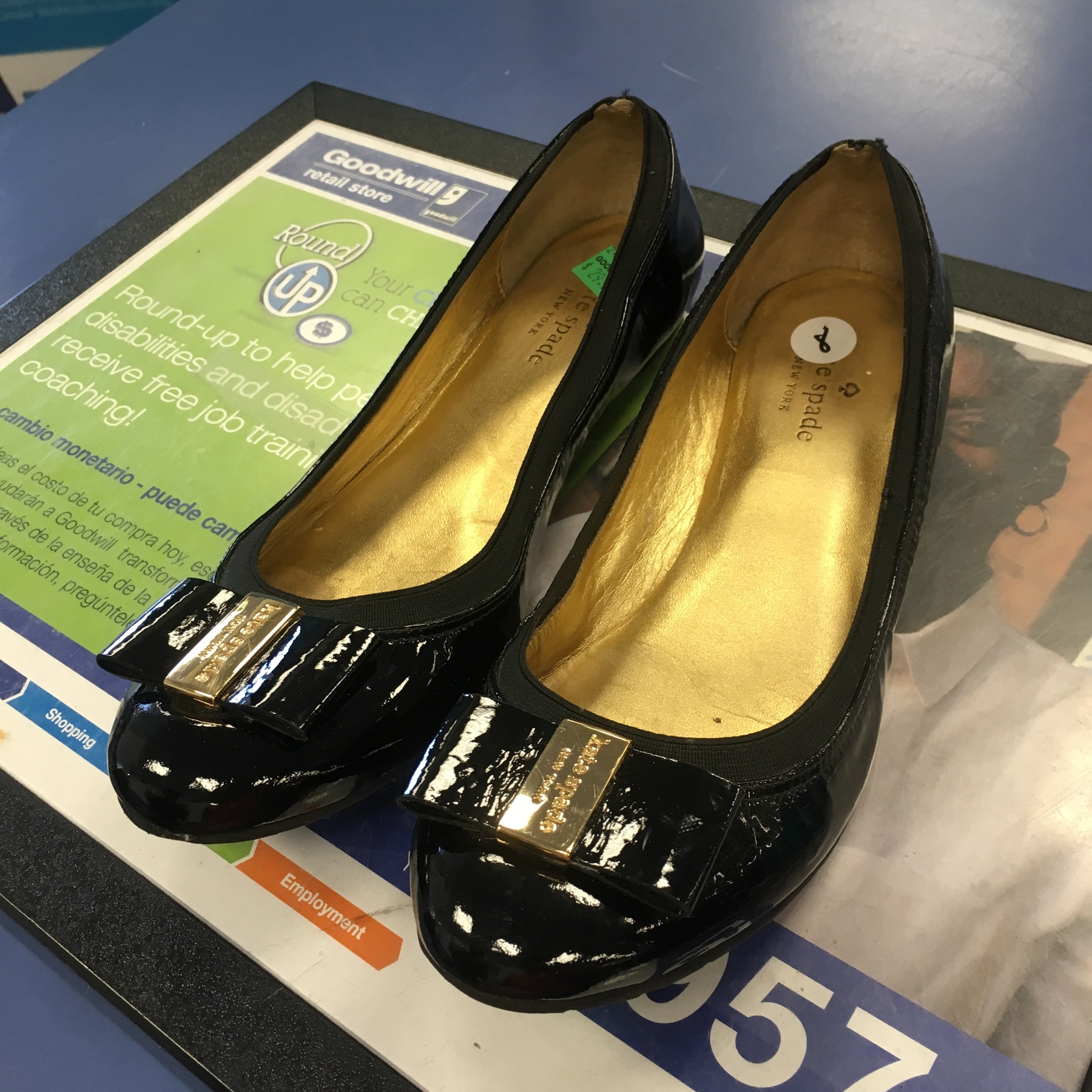 black Kate Spade flats found at Kings Highway Goodwill