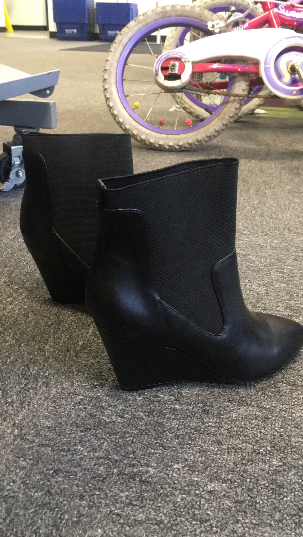 black wedge booties found at Kings Highway Goodwill