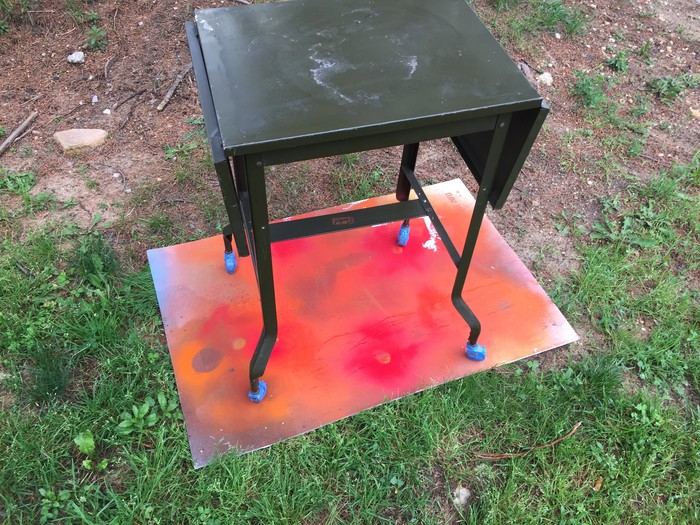 Tim's typewriter table is prepared for painting