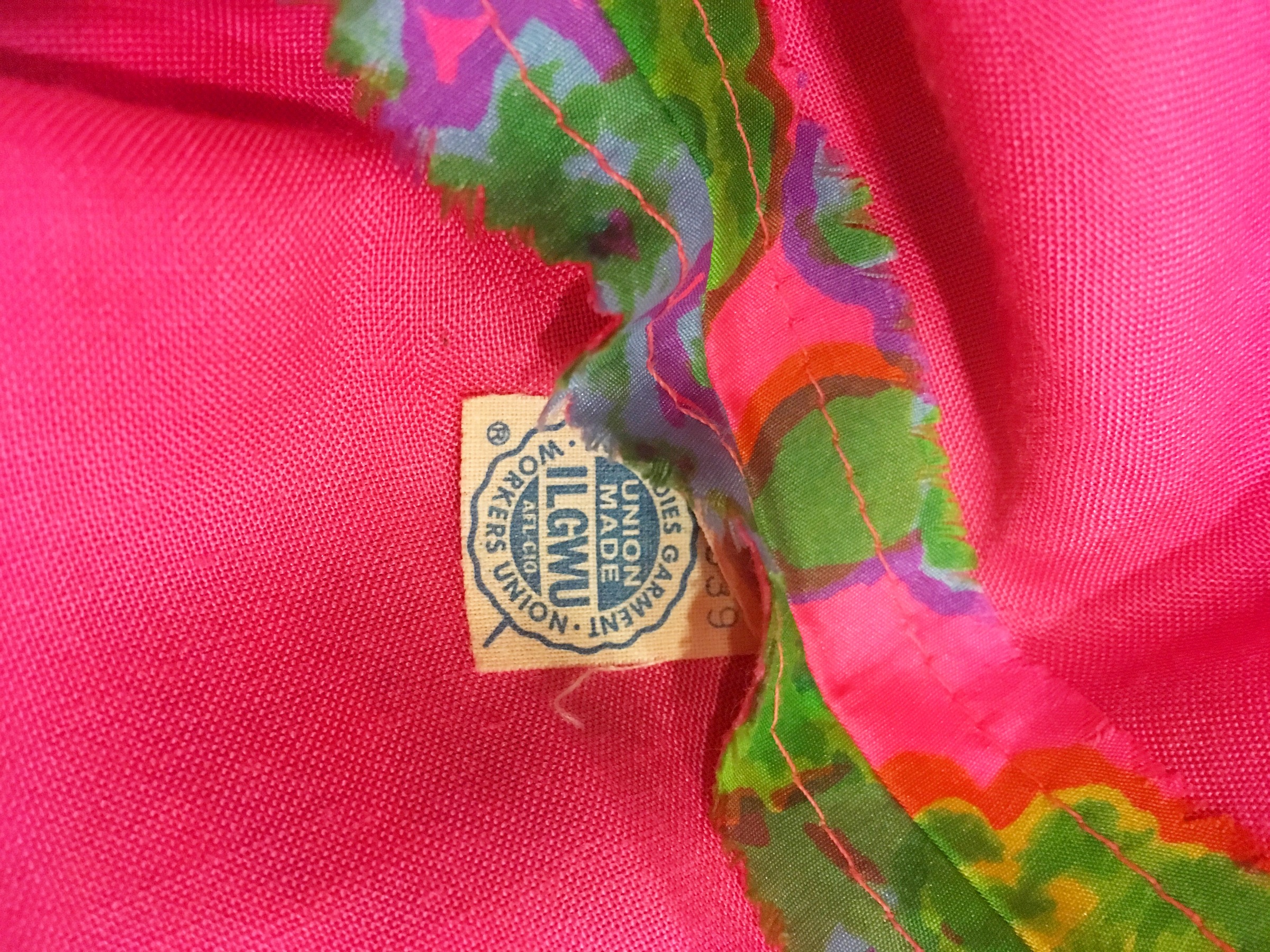 ILGWU tag on the inside of a vintage dress