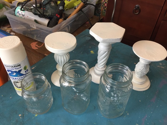 Tim's candle holders painted white