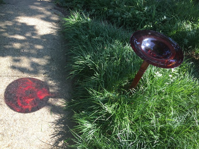 Tim's red finished bird bath