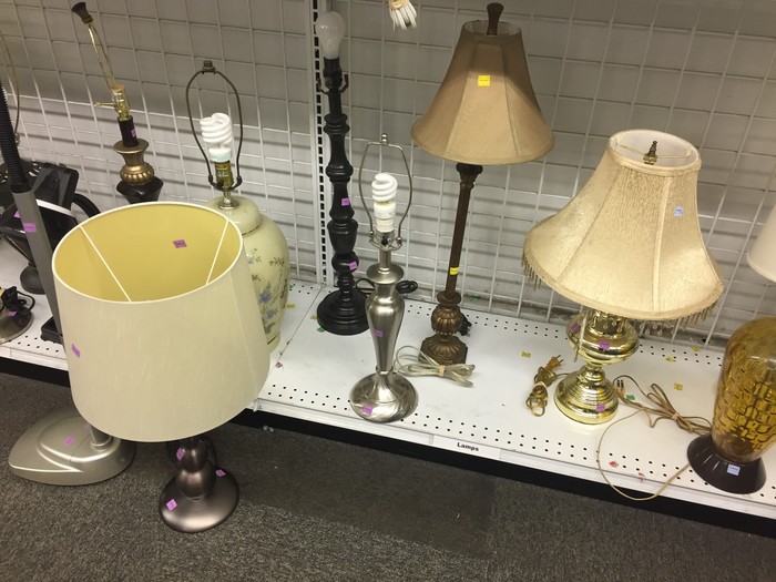 lamps in housewares section of Goodwill