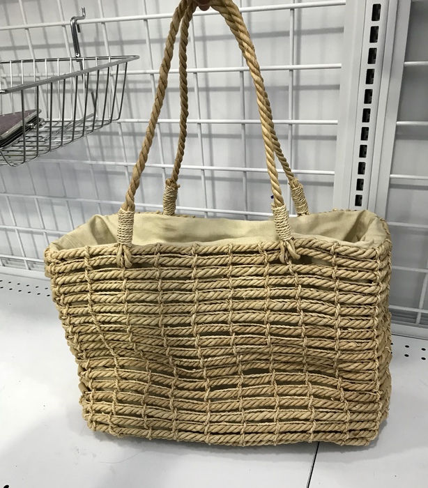 Straw tote bag found at Goodwill in Bowie 