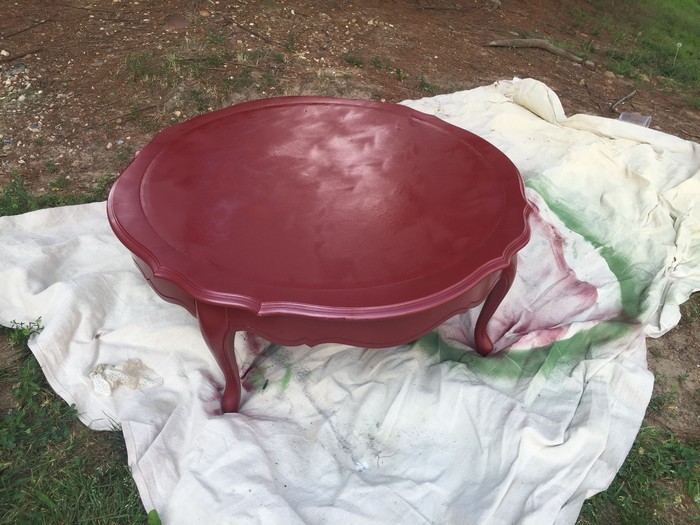 Tim's coffee table (from Goodwill) painted red