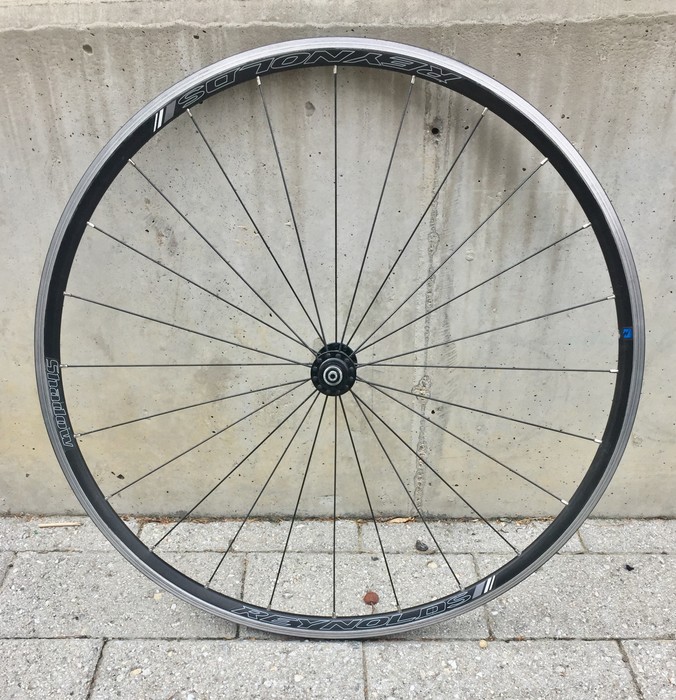 wheel removed from bicycle