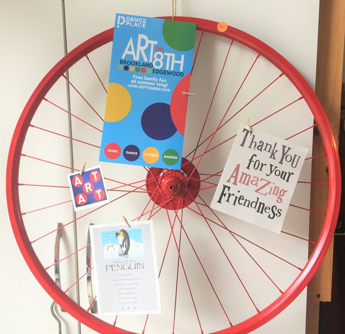 Tim's completed red bike wheel memo board 
