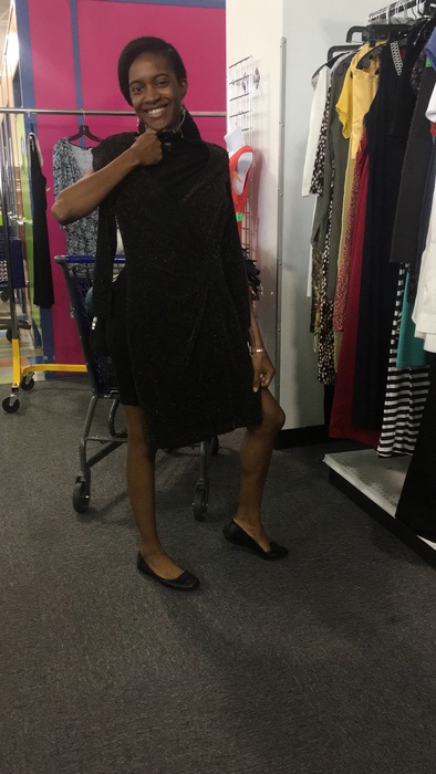 Carolyn's friend Nicole finds a black dress by Vince for $5 at the Bowie, MD Goodwill