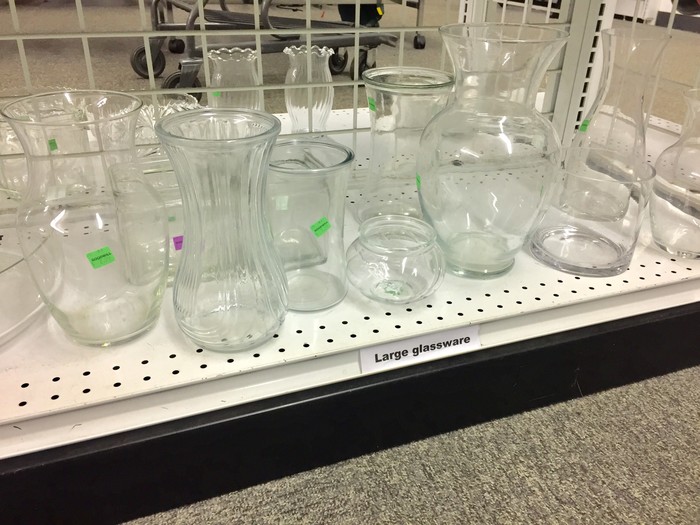 Glassware found in the Housewares section of Goodwill