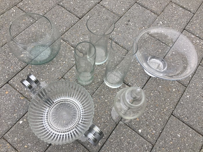 Tim's selection of glassware found at Goodwill