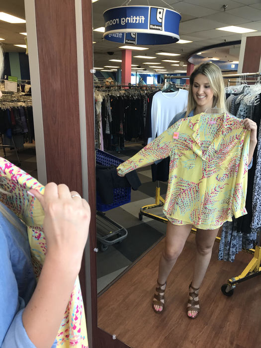 Megan models Lilly blouse found at Glebe Goodwill