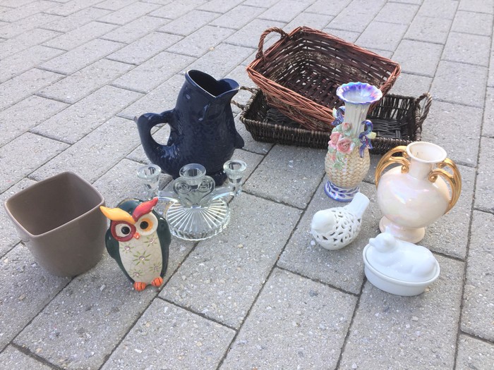 Tim's selection of themed home accessories and knick nacks found at Goodwill