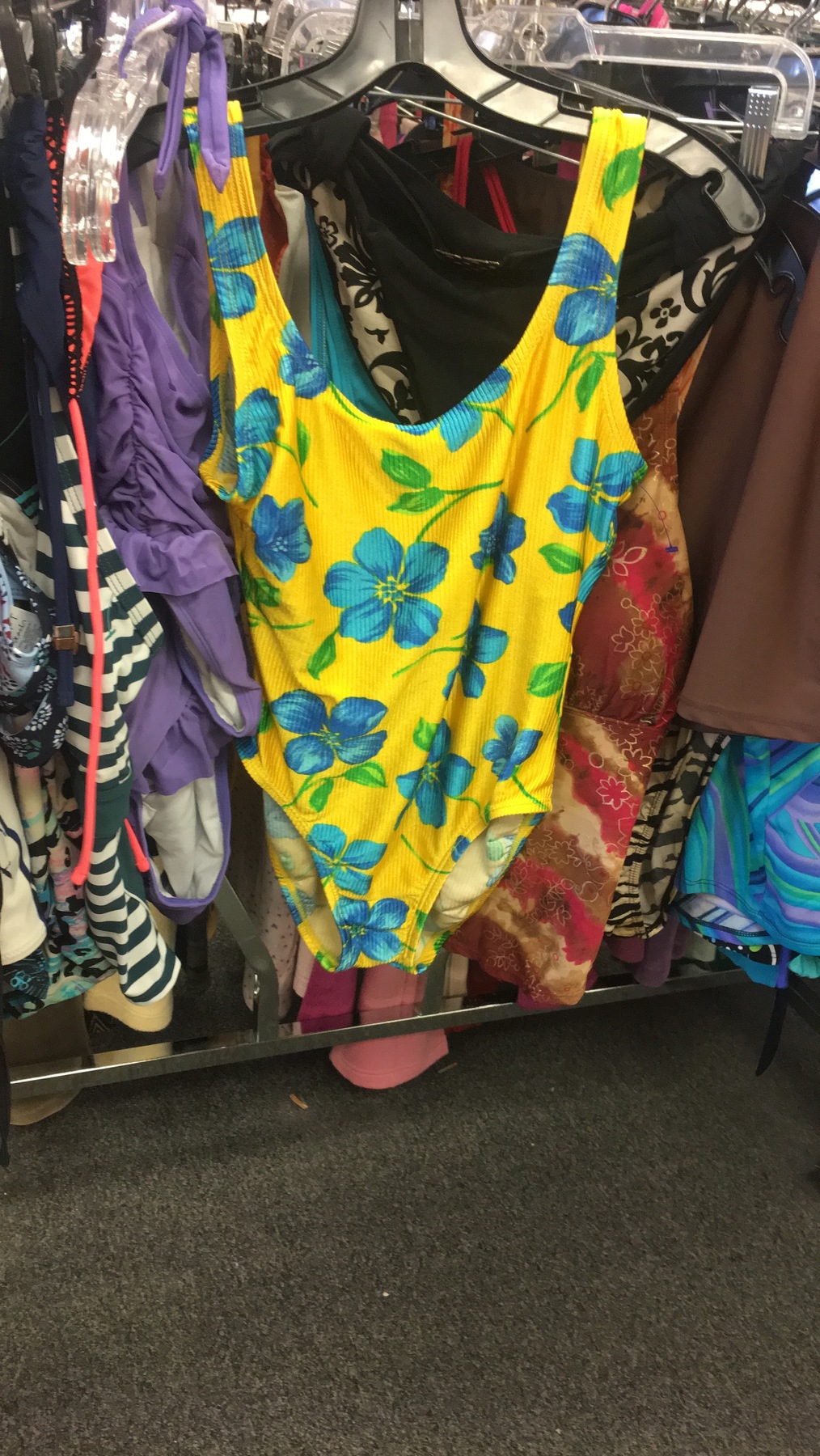 A flower print swimsuit found at the Waldorf Goodwill