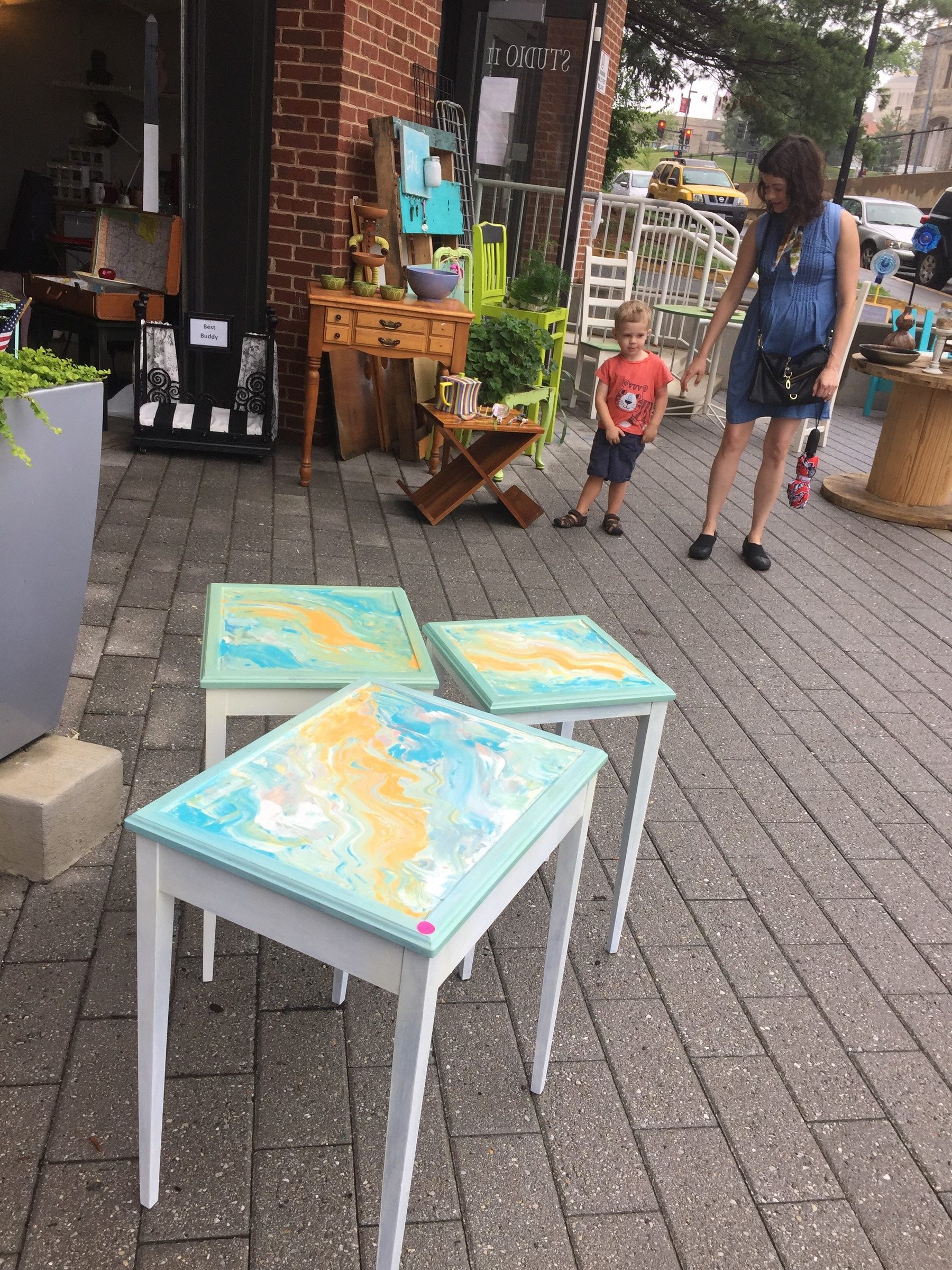 Tim's upcycled nesting tables, newly painted