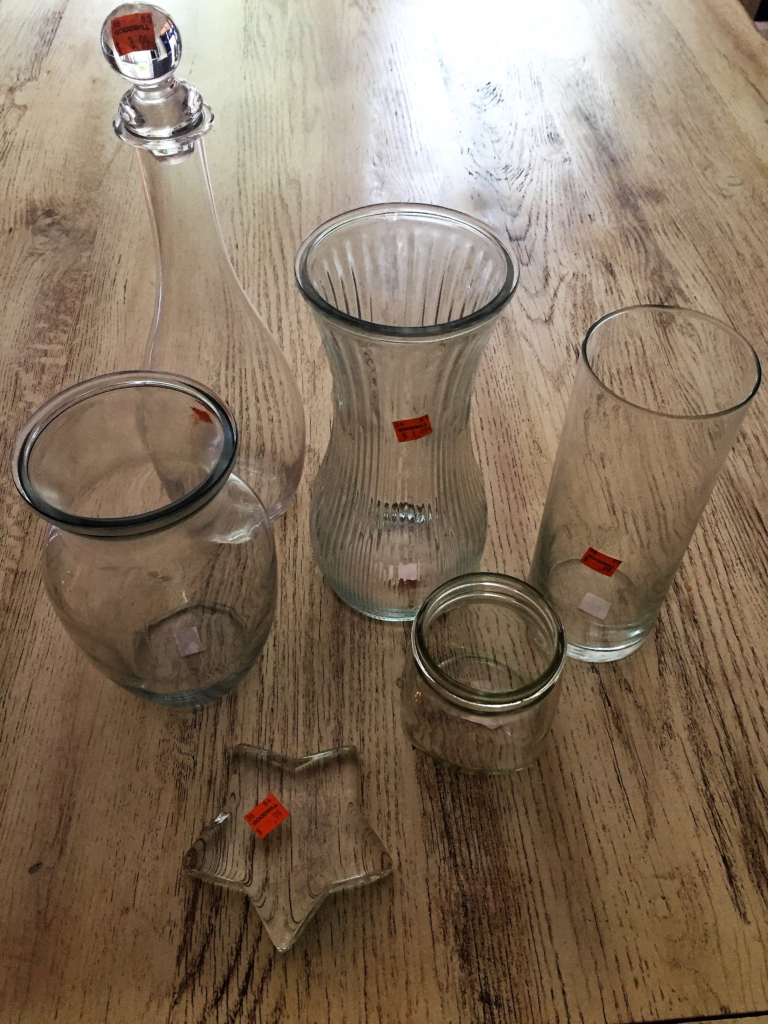 Courtney's glass items found a Goodwill before painting