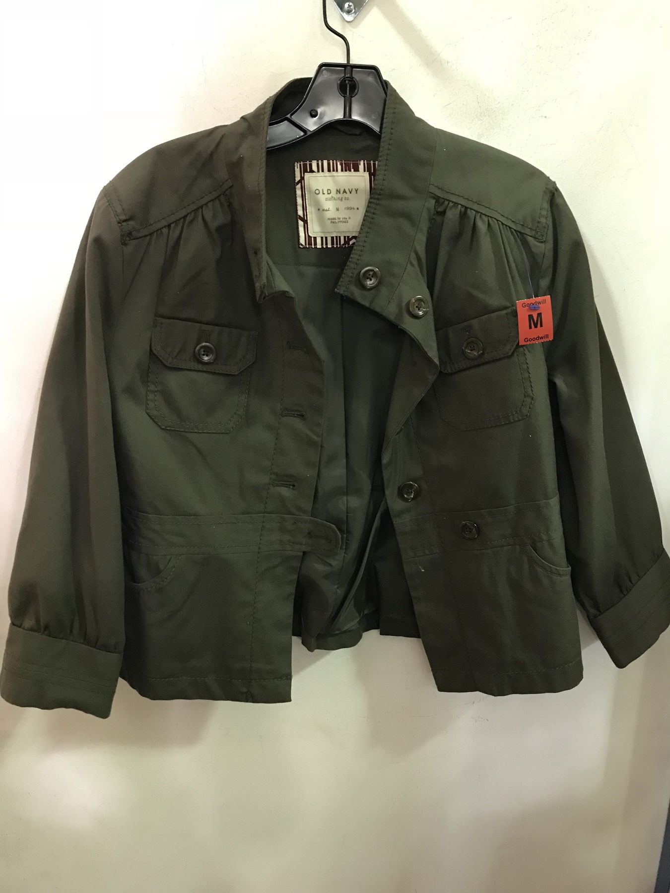 green utility jacket found by Old Navy found at Columbia Pike Goodwill