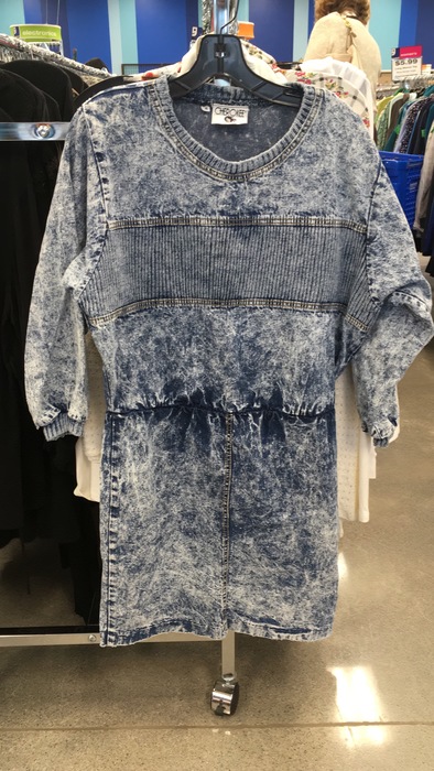 vintage denim dress found at Liberia Ave Goodwill