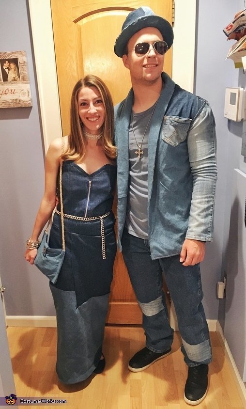 Couple poses in DIY Justin and Britney denim costume