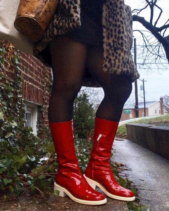 Carolyn's vintage red boots from Goodwilll