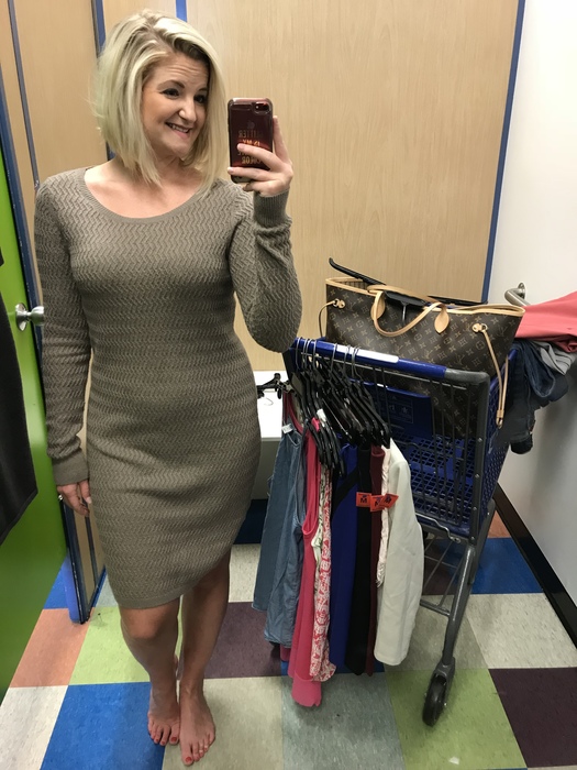 Karen's sweater dress found at Goodwill