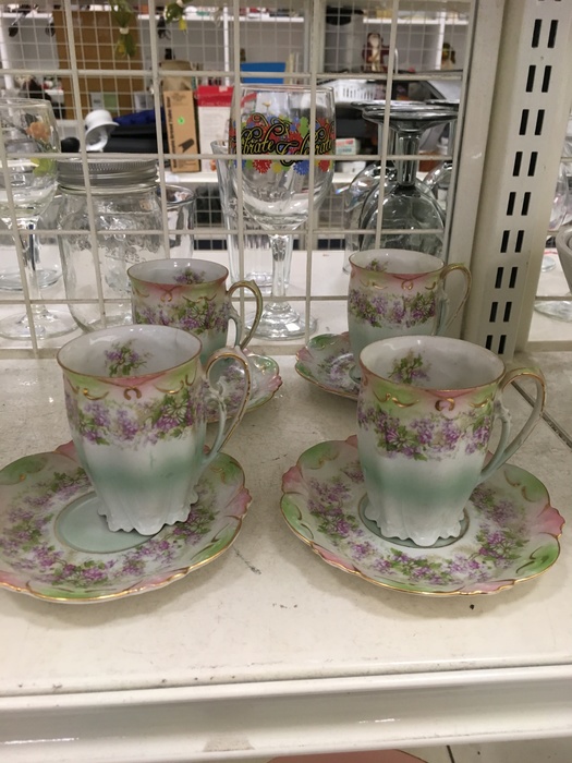 A set of antique tea cups found at the Milford, DE Goodwill