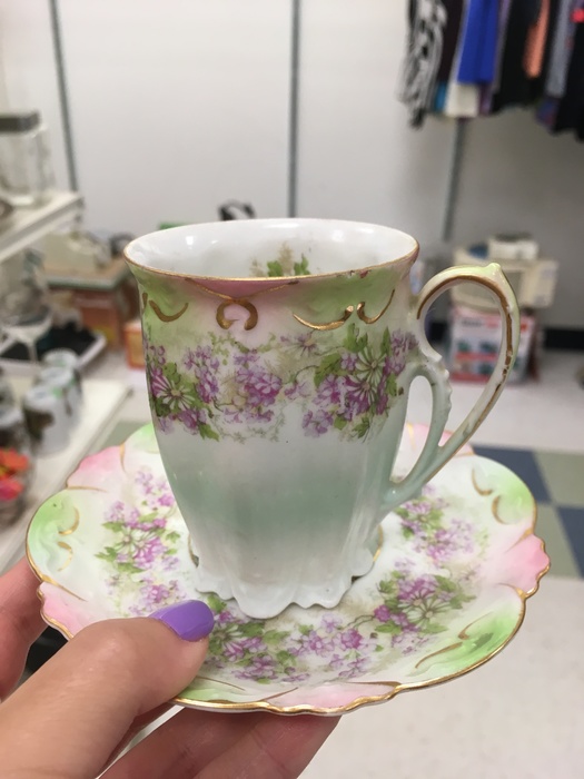 A antique tea cup found at the Milford, DE Goodwill