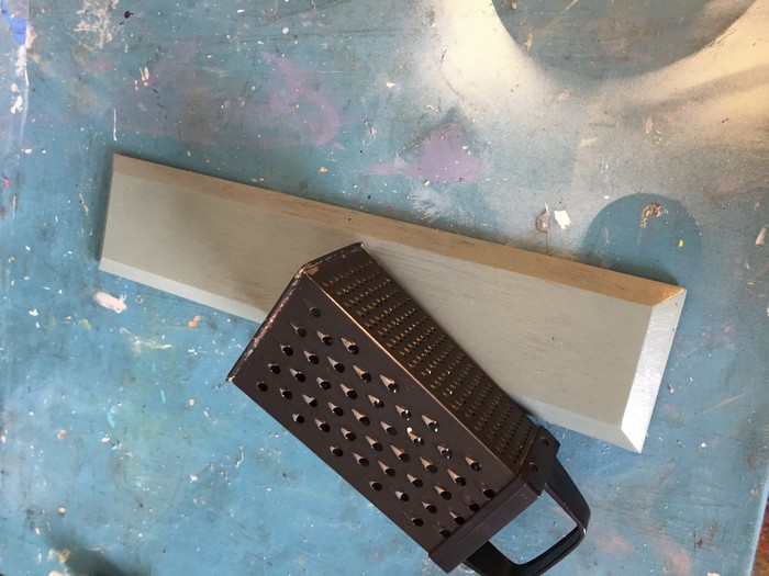 Tim's cheese grater and painted wood