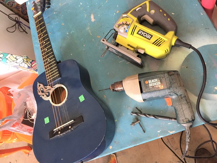 Tim's guitar and tools