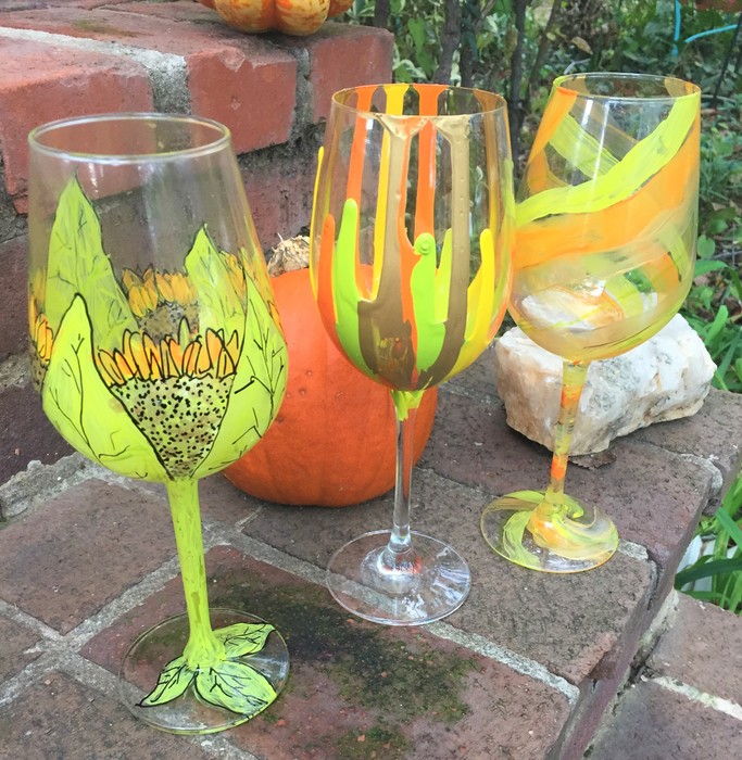 Tim's painted wine glasses