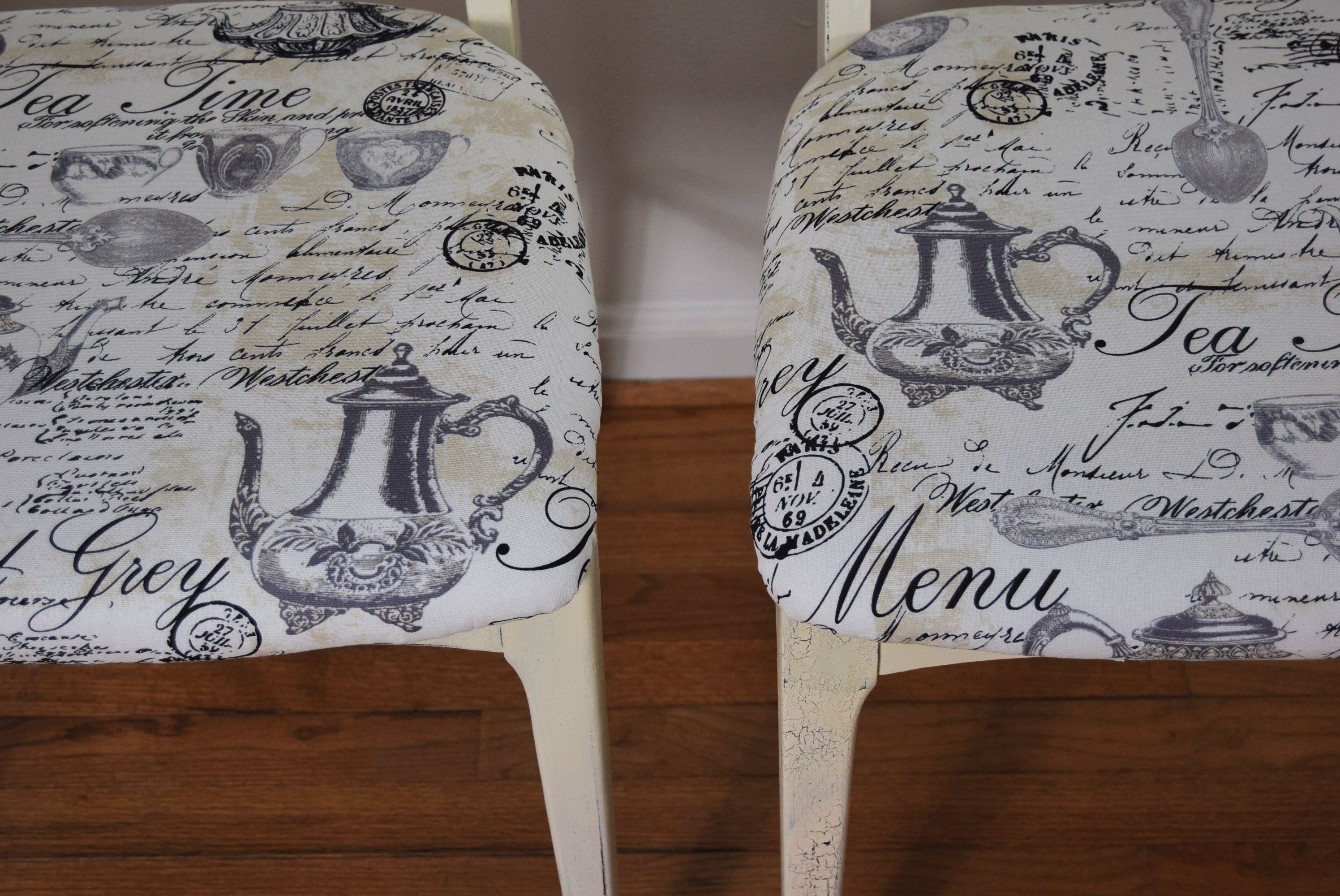 Close-up of bistro chair seats