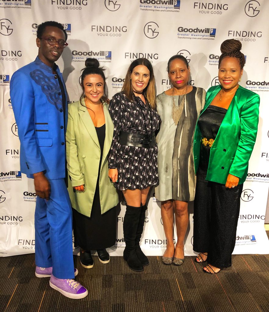 Eugene Simms (Stylist  and Wardrobe Consultant),  Jackie Rodriguez (@jaquitabanana and @ourrestore), Host Sarah Fraser, Janice Wallace (of DC Sustainable Fashion Collective and Cultivons), and Carin Johnson (Frugal But Chic)