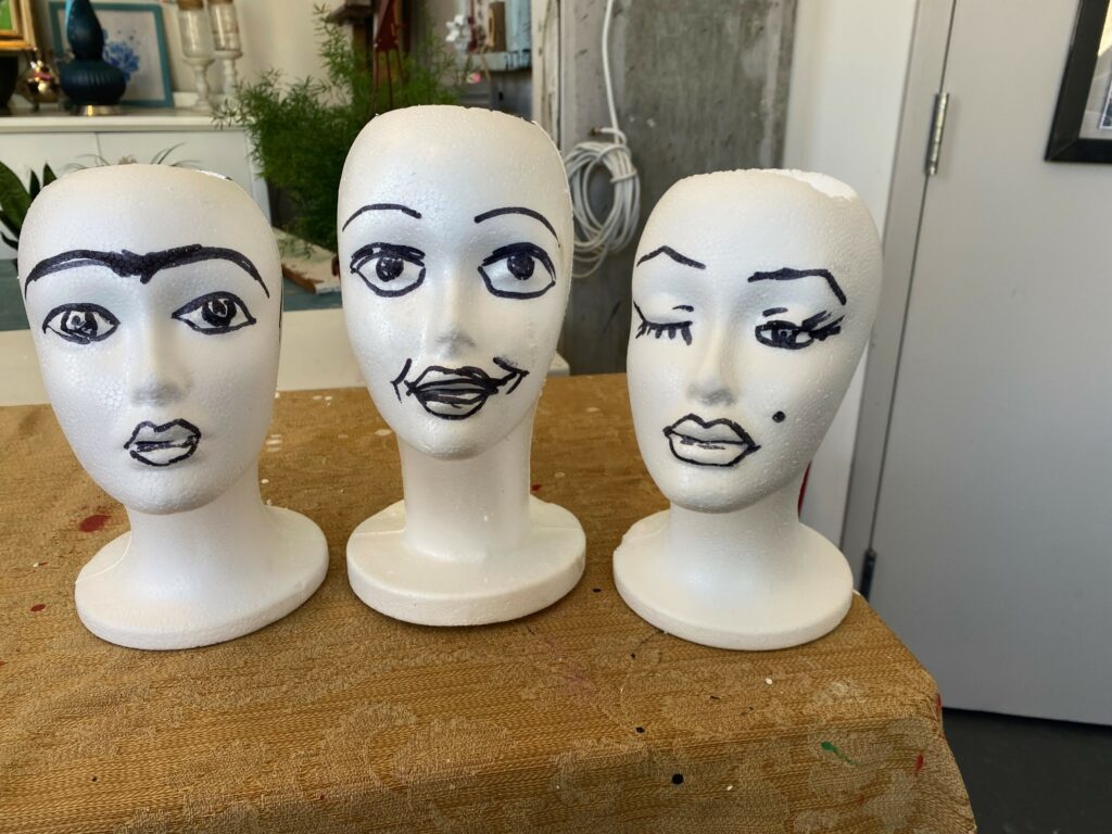 Wig Head Plant Holder  Head planters, Decorated flower pots, Styrofoam head