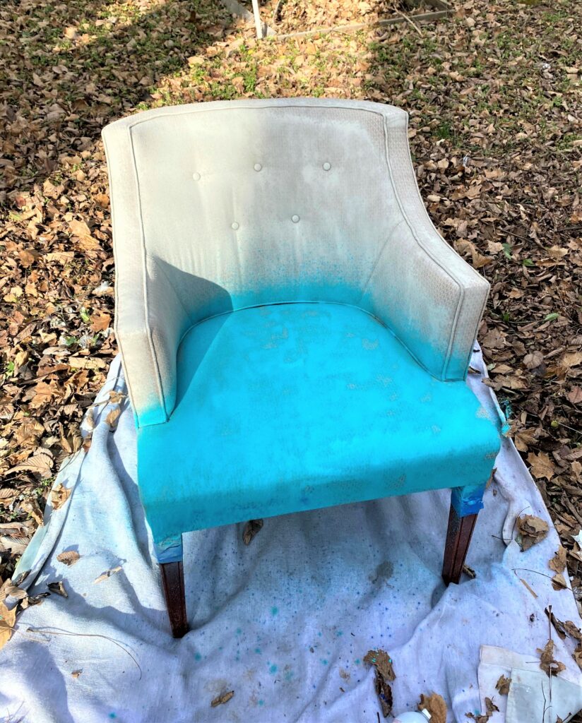 How I Painted a Chair Blue with Upholstery Paint » Dollar Store Crafts