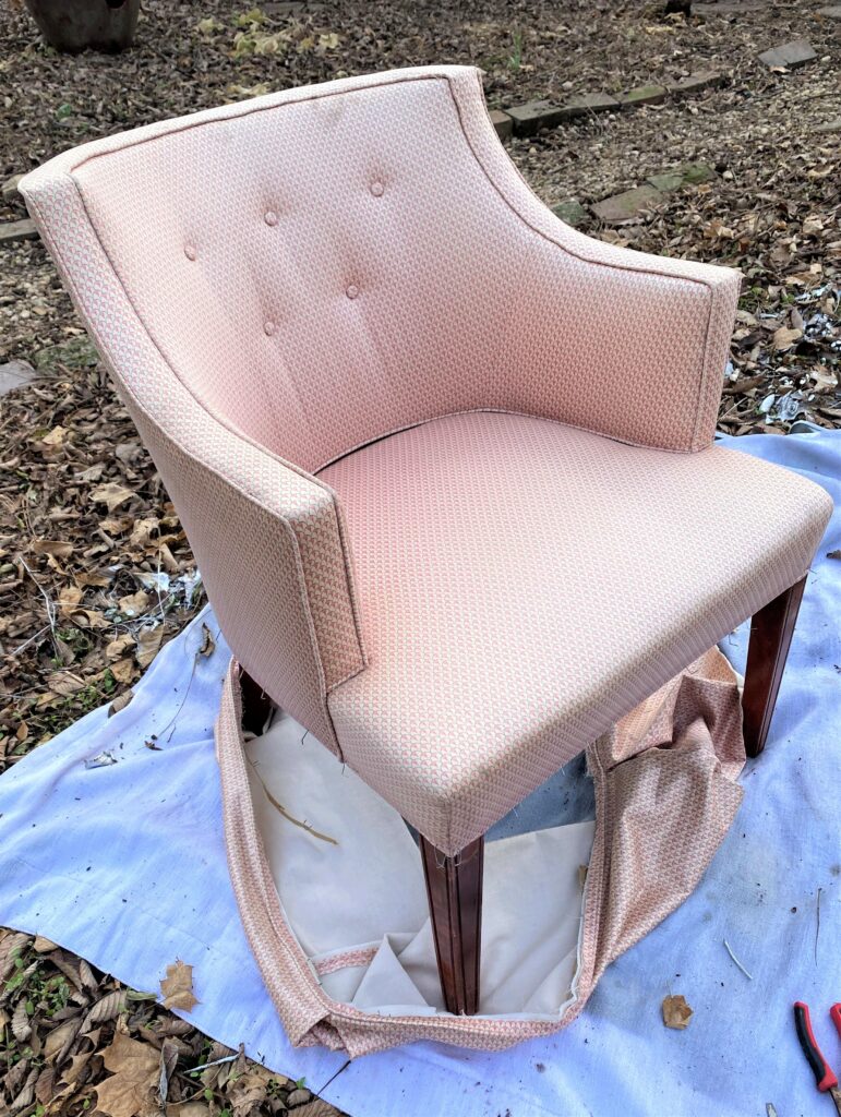 How I Painted a Chair Blue with Upholstery Paint » Dollar Store Crafts