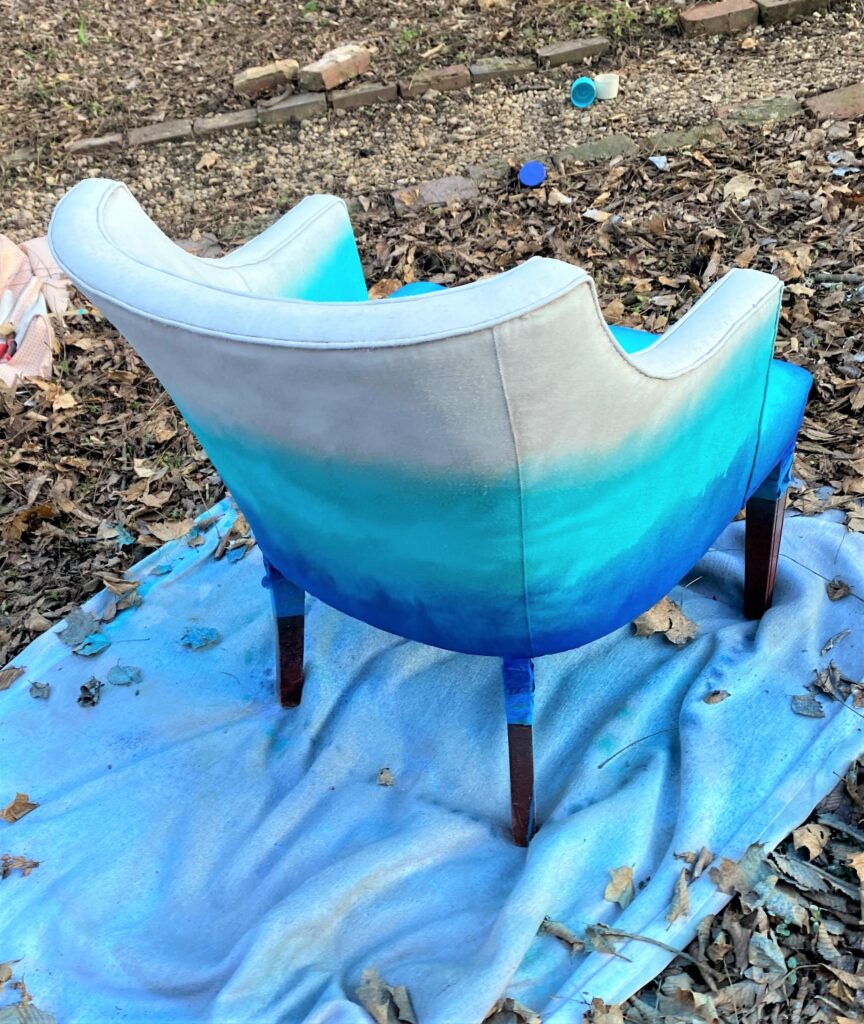 How I Painted a Chair Blue with Upholstery Paint » Dollar Store Crafts