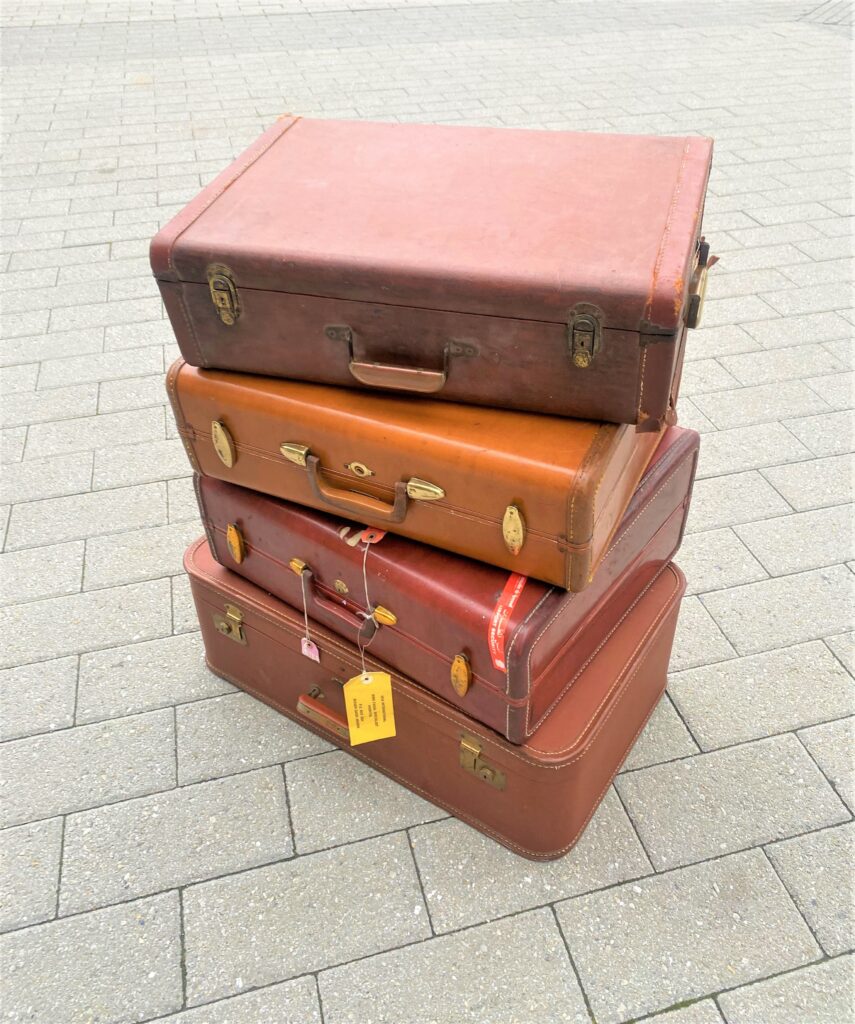 Vintage Brown Leather Suitcase Trunk Coffee Table attributed to