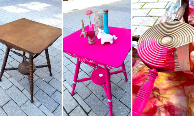 A Beautiful Barbie-Inspired Thrifted Table Transformation